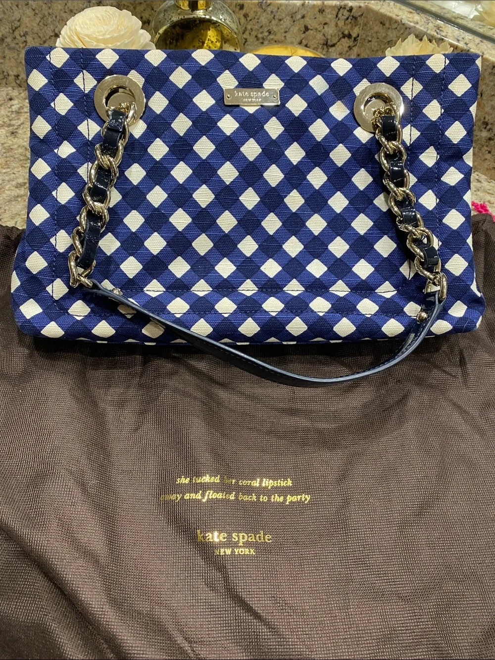 kate spade Navy and White Diamond-Print Shoulder Bag